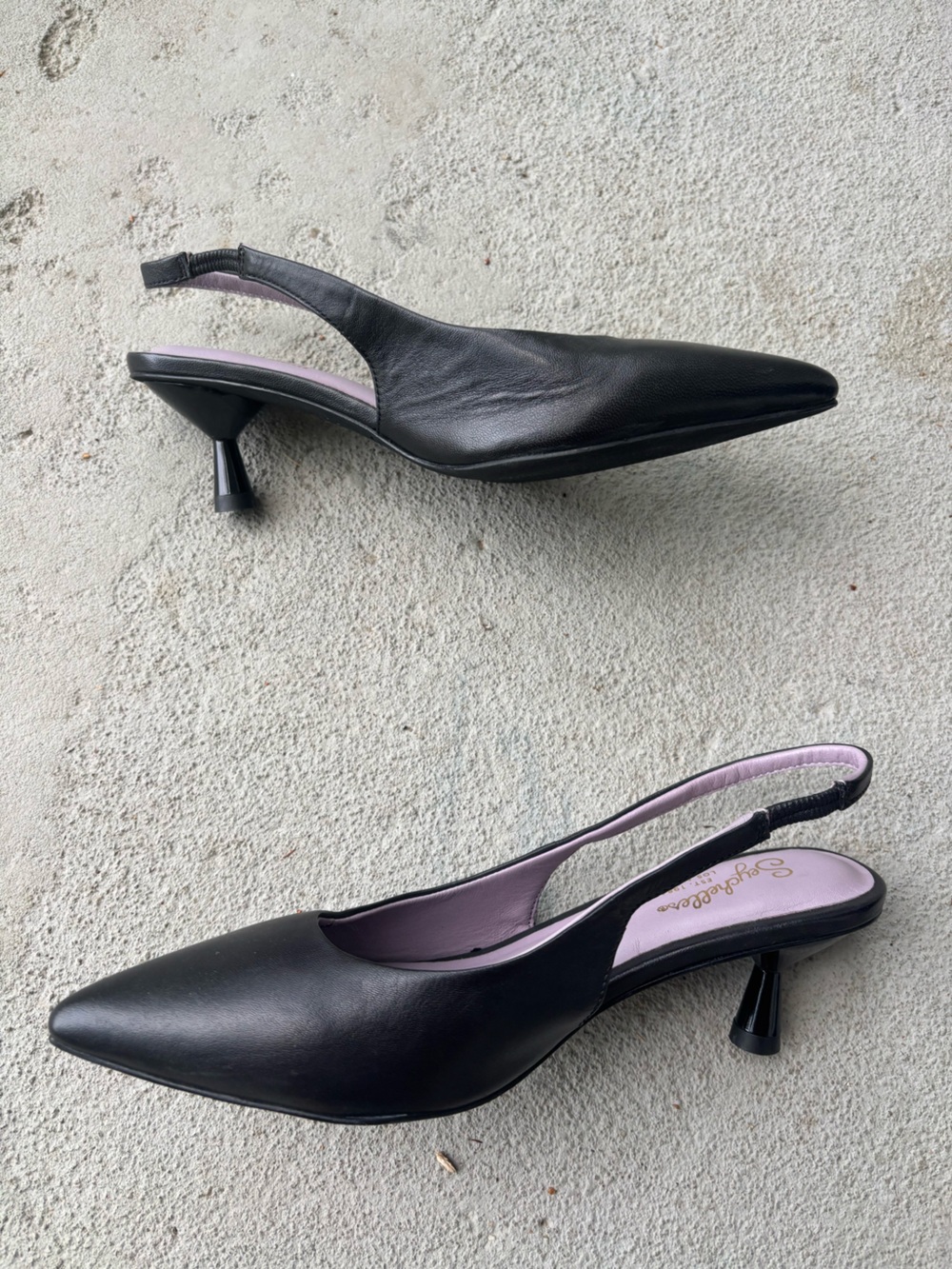 SEYCHELLES Brooklyn Slingback Heels Black Leather Pumps Size 6 - Picture 4 of 10